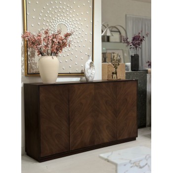 دولاب بوفية خشب الجوز تصميم هندسي فريد 170×95×40سم 