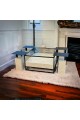 A modern design serving table set with 4 beige super jahan marble service tables