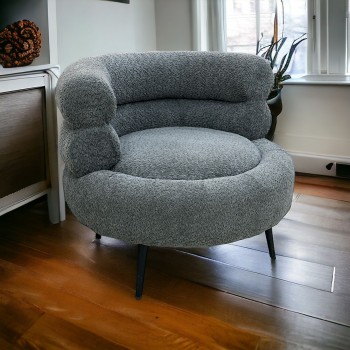 كرسي قماش  بوكلية  بتصميم مميز وجذاب لون رصاصي 