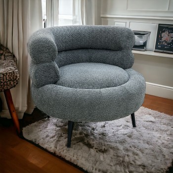 كرسي قماش  بوكلية  بتصميم مميز وجذاب لون رصاصي 