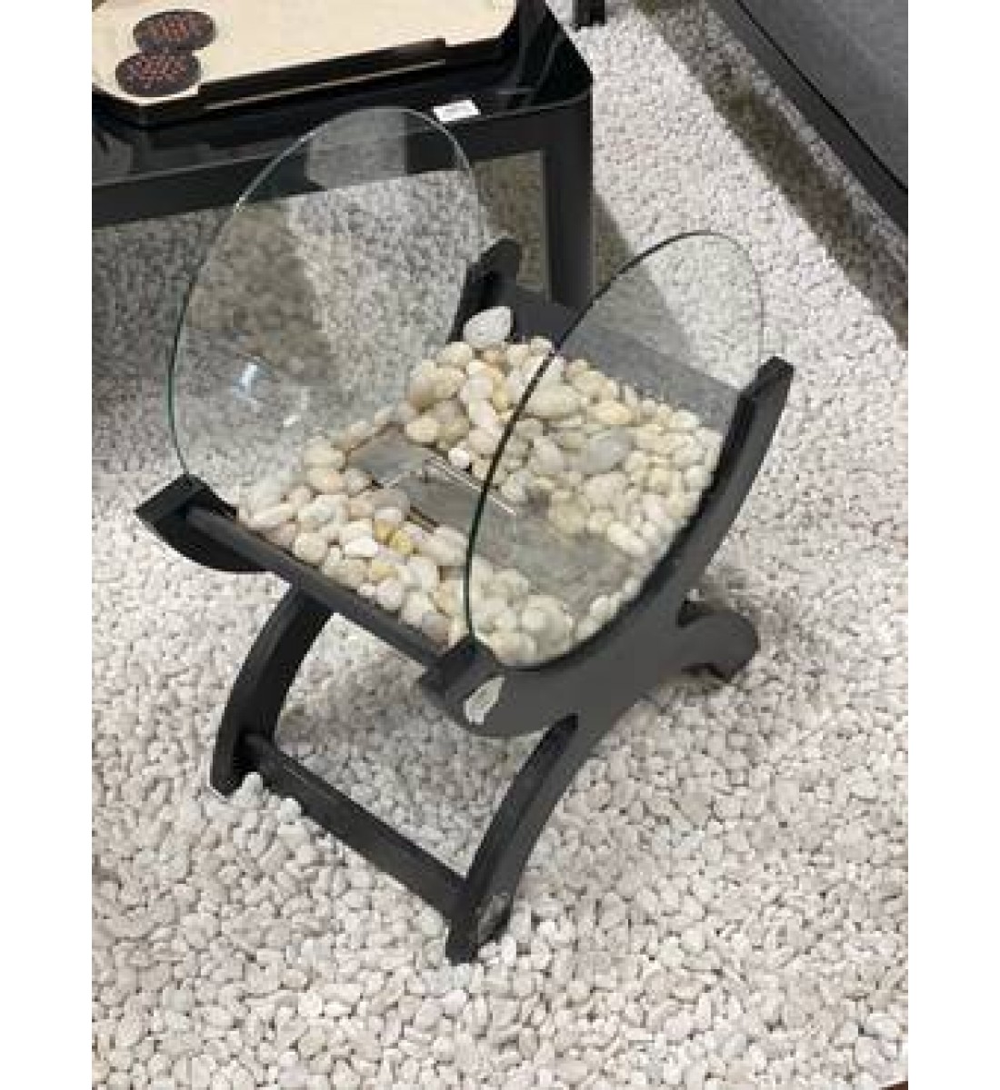 دفاية حديد مع زجاج نار مشتعلة غاز  الايثانول 