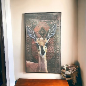   لوحه زينة حائط كانفاس غزالة   باطار اسود 120×200سم 