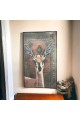 A gazelle canvas wall decoration painting with a black frame, 120 x 200 cm