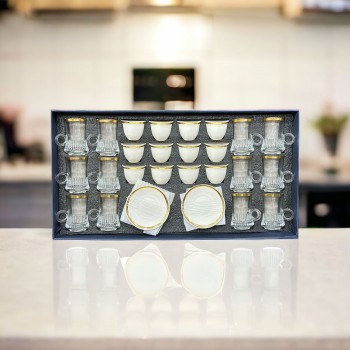 طقم قهوة وشاي مع الصحن مكون من 36قطعه