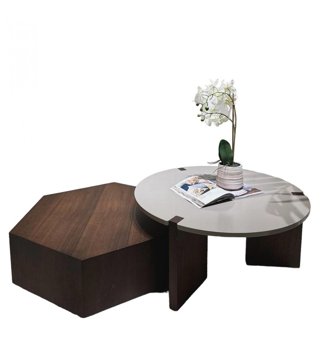  طقم  طاولة فاير فلاي سوسيلا طاولة قهوة - بني/رمادي 37×80×80سم 