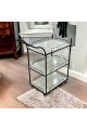 Serving cart, black, 3 floors, white wood surface similar to marble