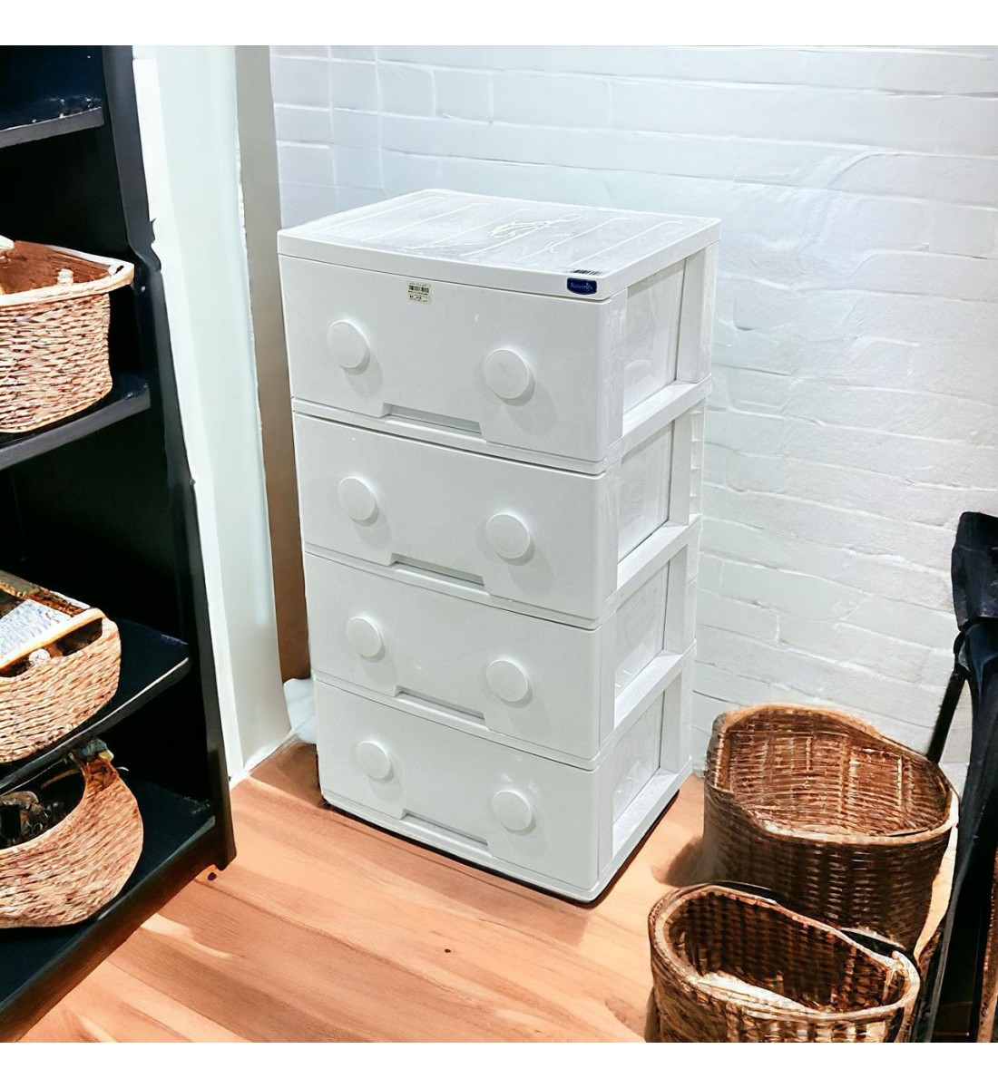 وحدة ادراج تخزين بلاستيك 4 ادراج ابيض