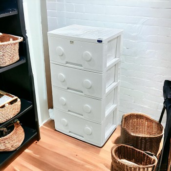 وحدة ادراج تخزين بلاستيك 4 ادراج ابيض