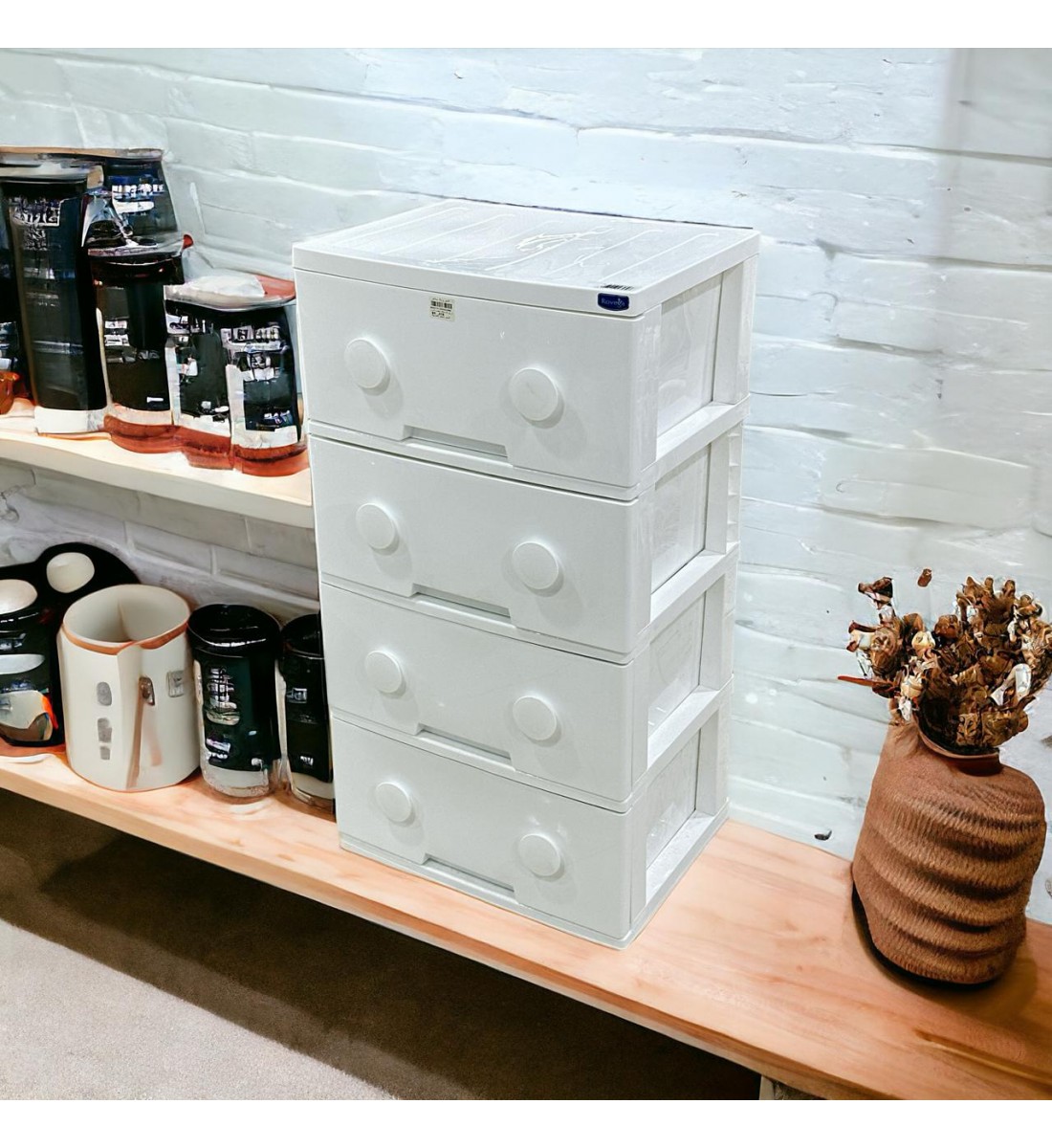 وحدة ادراج تخزين بلاستيك 4 ادراج ابيض