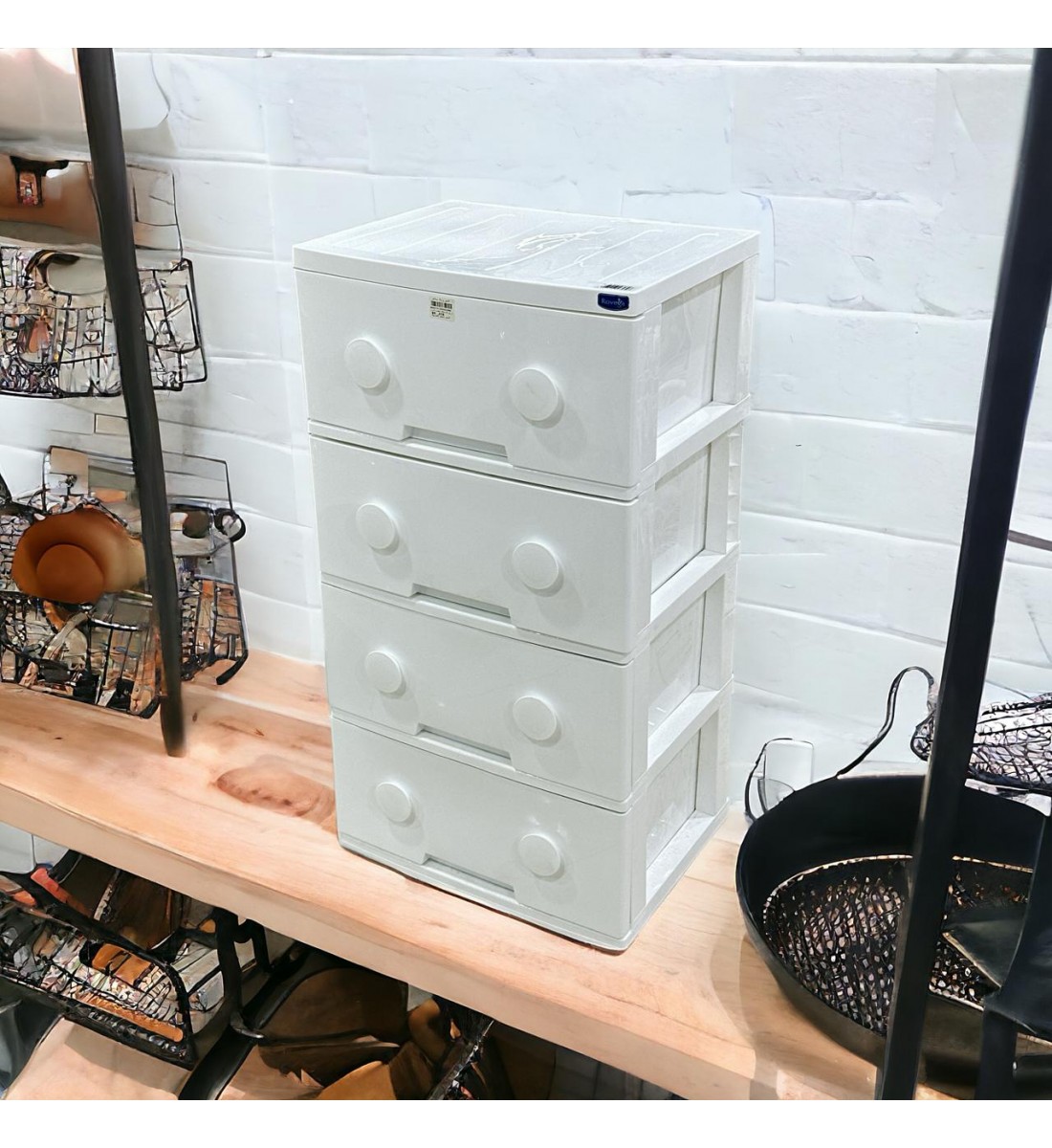 وحدة ادراج تخزين بلاستيك 4 ادراج ابيض