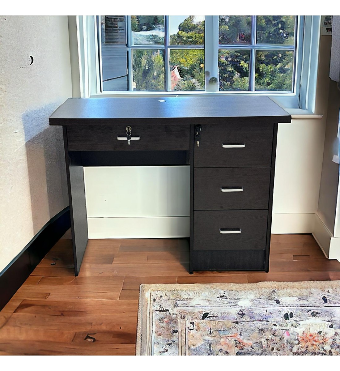  طاولة مكتب  3 درج خشبي  بيج مقاس 100×50×75سم 