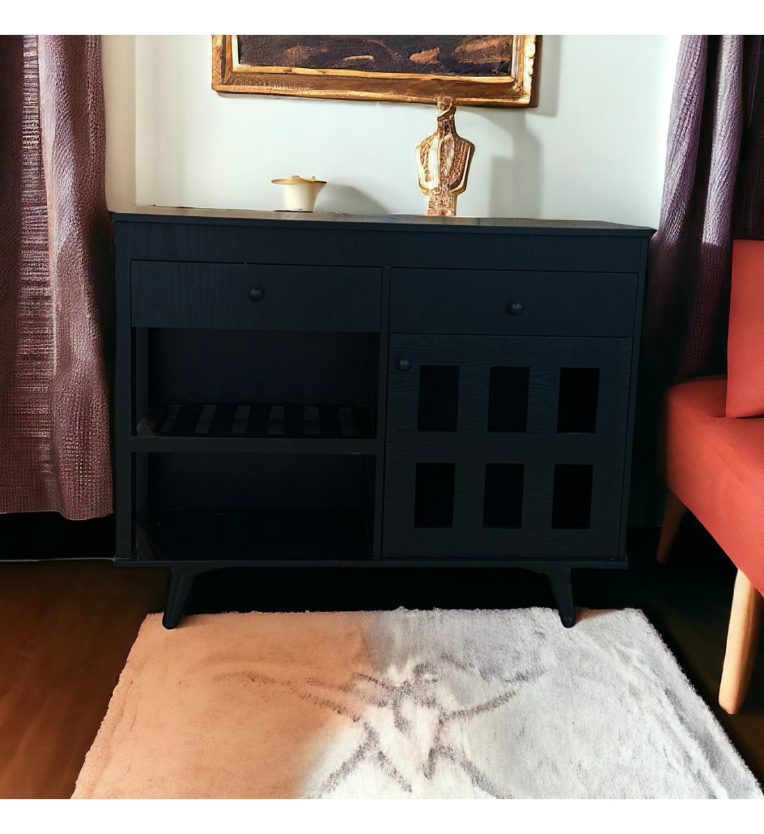  مدخل او دلاوب كافي 2 درج 1باب لون اسود 120×95×40سم 