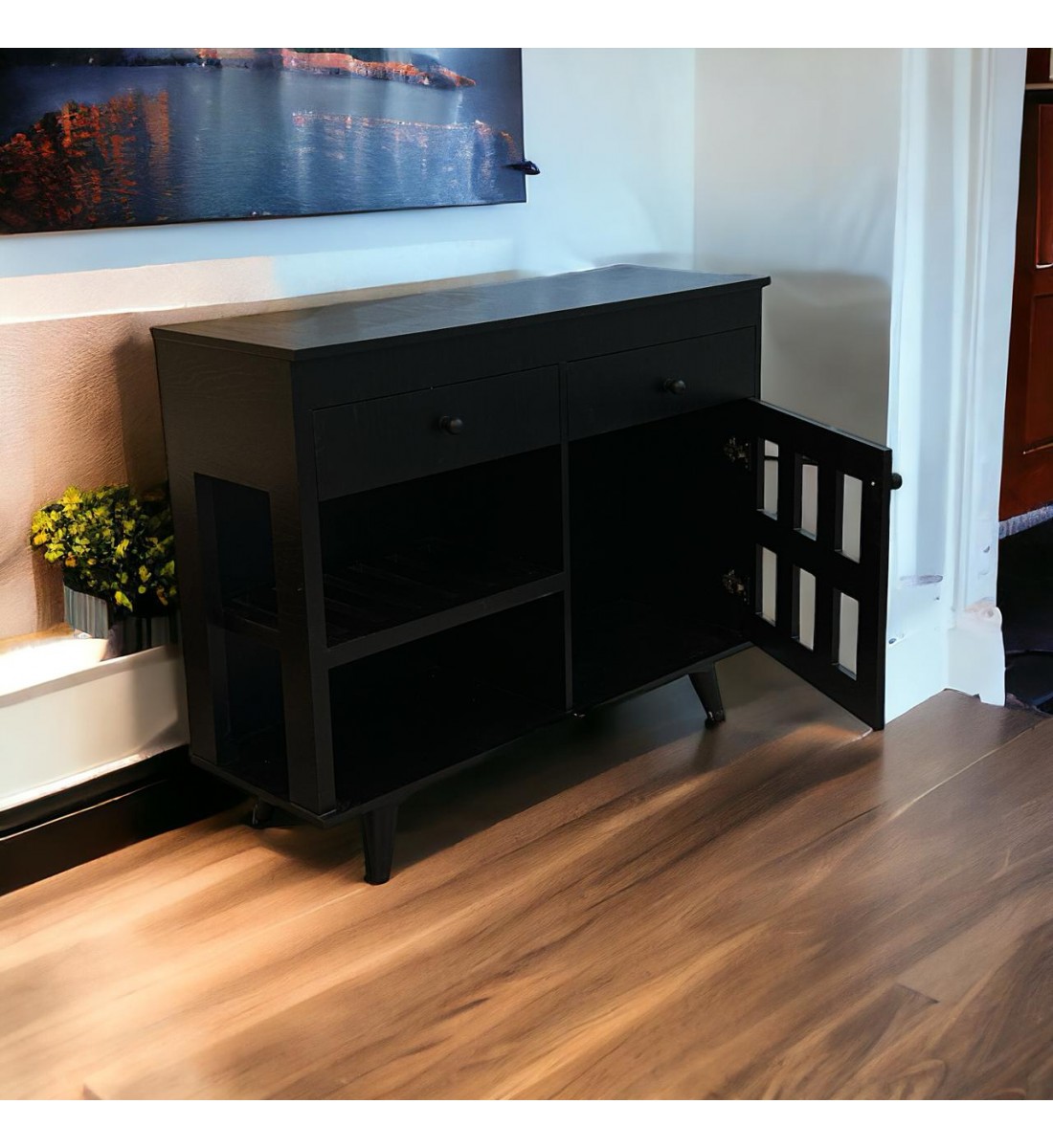  مدخل او دلاوب كافي 2 درج 1باب لون اسود 120×95×40سم 