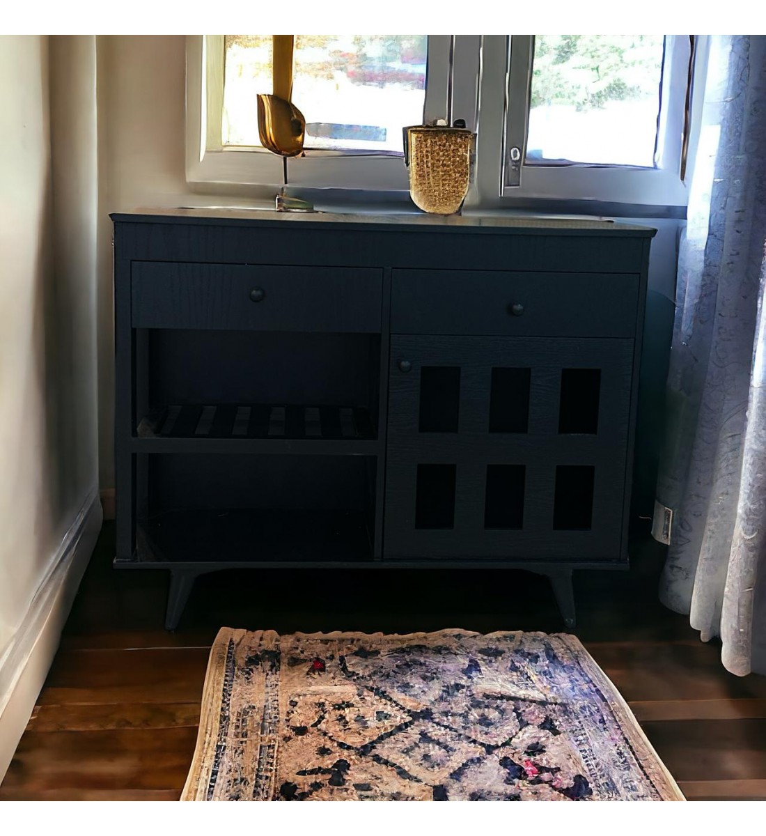  مدخل او دلاوب كافي 2 درج 1باب لون اسود 120×95×40سم 