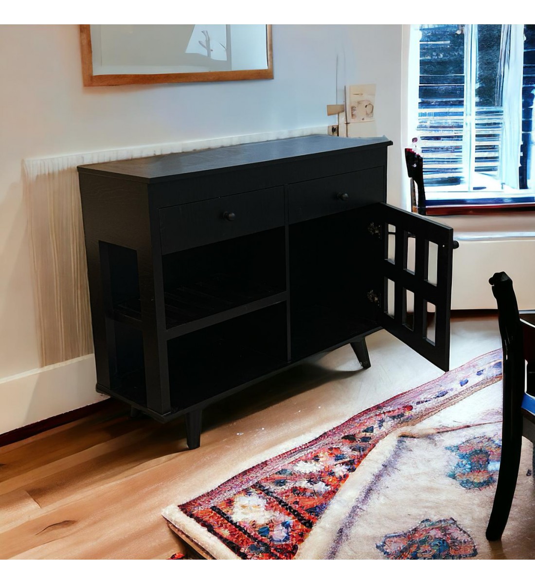  مدخل او دلاوب كافي 2 درج 1باب لون اسود 120×95×40سم 