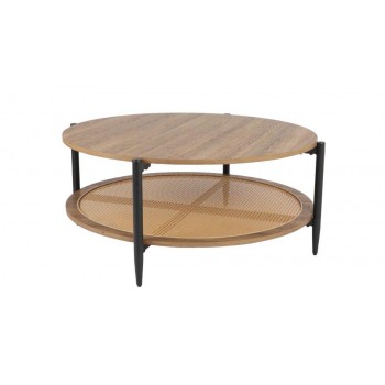 طاوله مفرد راتان سطح خشب 80×80×45سم