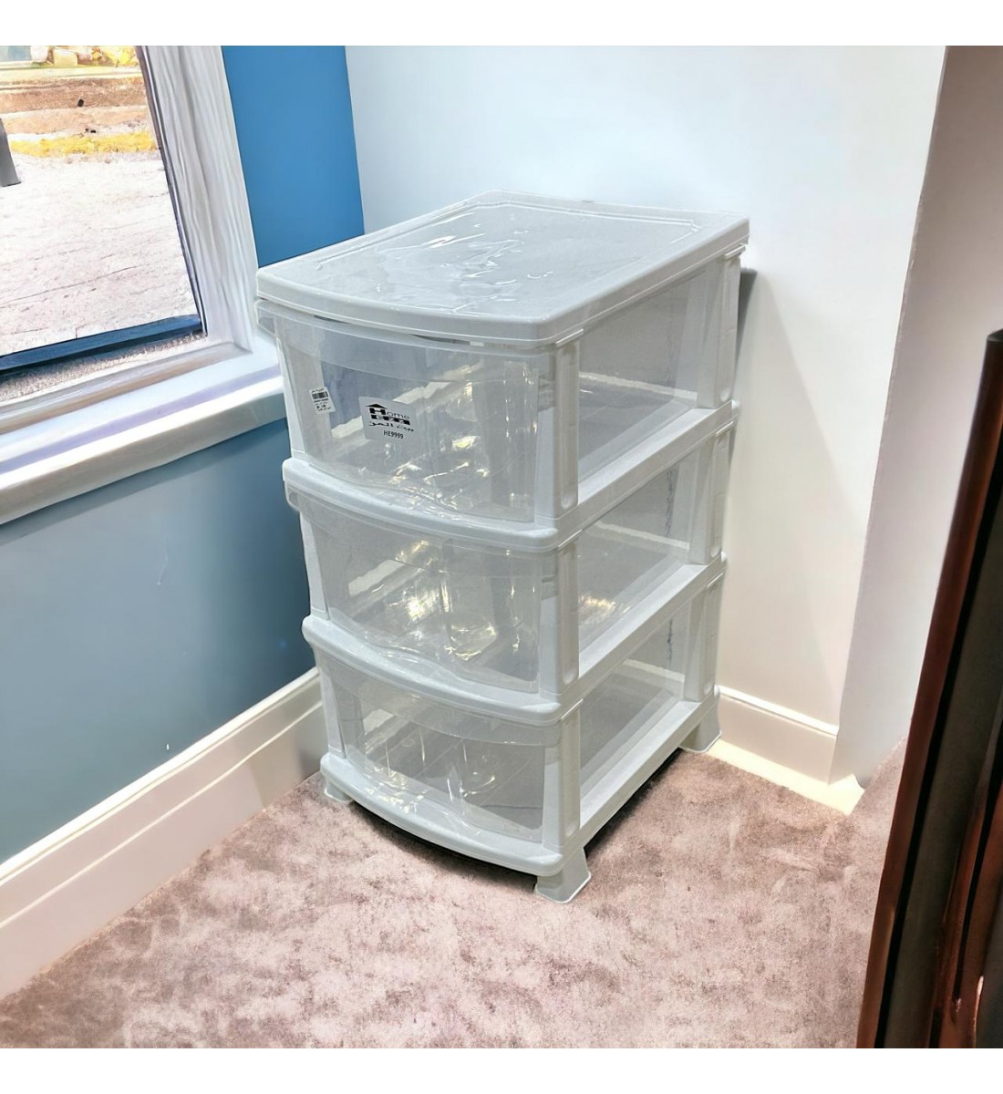 وحدة ادراج تخزين بلاستيك 4 ادراج ابيض شفاف 47×37×72سم وحدة ادراج تخزين بلاستيك 4 ادراج ابيض شفاف 47×37×72سم