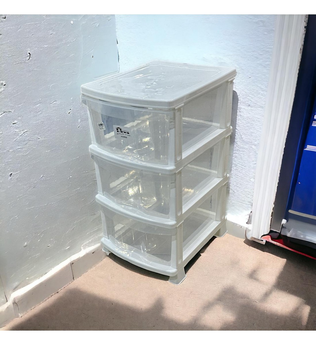 وحدة ادراج تخزين بلاستيك 4 ادراج ابيض شفاف  47×37×72سم 