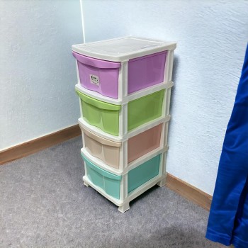 وحدة ادراج تخزين بلاستيك4ادراج ملون 47×37×93سم 