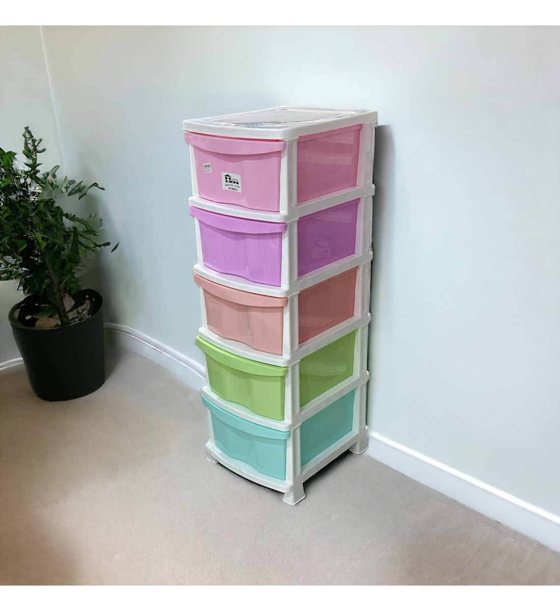 وحدة ادراج تخزين بلاستيك5 ادراج ملون 47×37×115سم وحدة ادراج تخزين بلاستيك5 ادراج ملون 47×37×115سم