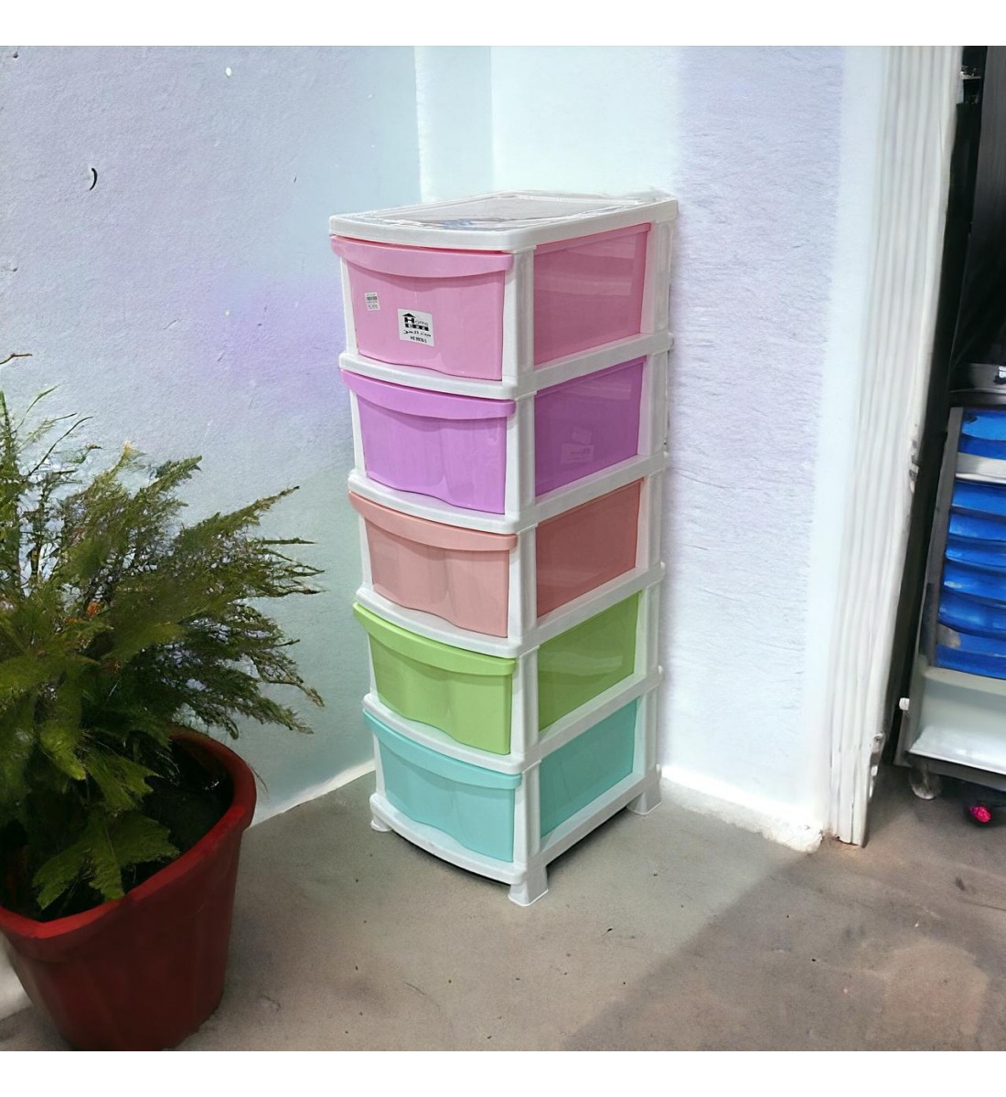 وحدة ادراج تخزين بلاستيك5 ادراج ملون 47×37×115سم وحدة ادراج تخزين بلاستيك5 ادراج ملون 47×37×115سم