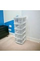 وحدة ادراج تخزين بلاستيك5 ادراج ابيض شفاف 47×37×115سم 