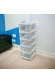 وحدة ادراج تخزين بلاستيك5 ادراج ابيض شفاف 47×37×115سم 