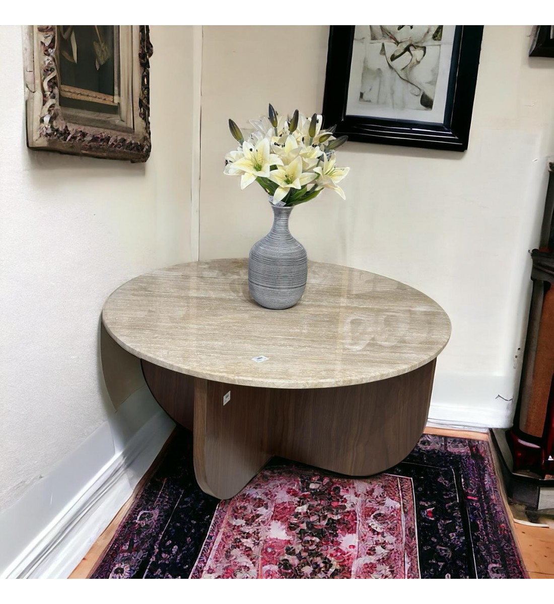 طاولة وسط رخام ترافنتينوا بيج 50×100×100سم طاولة وسط رخام ترافنتينوا بيج 50×100×100سم