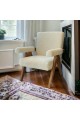 كرسي مفرد خشبي بوكلية بتصميم مودرين مميز خشب زان بني  69×70×45سم 