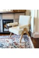 كرسي مفرد خشبي بوكلية بتصميم مودرين مميز  ابيض خشب زان  بيج 69×70×45سم 