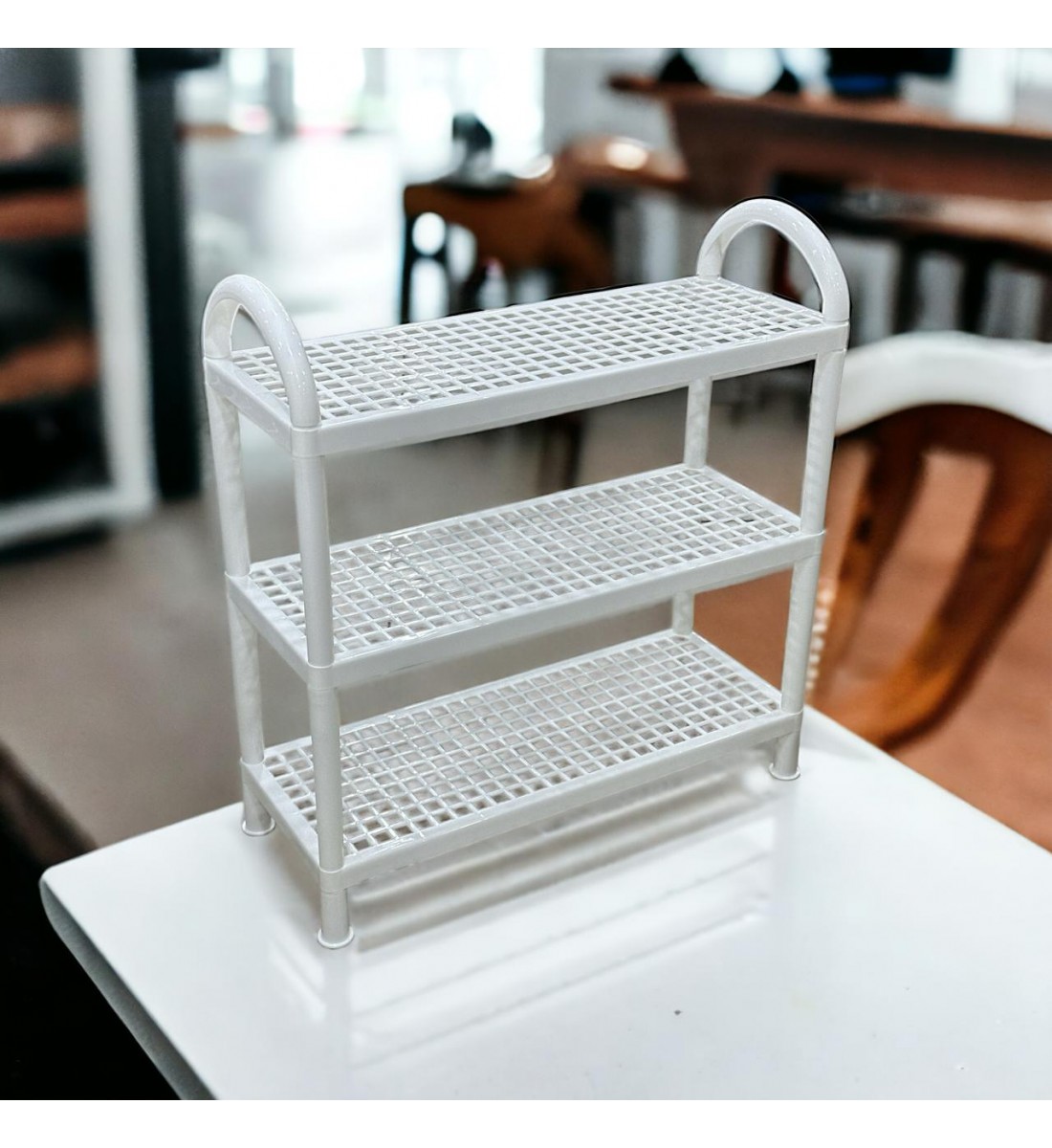 حامل أطباق بلاستيك3طبقات ابيض 55×21×60سم حامل أطباق بلاستيك3طبقات ابيض 55×21×60سم