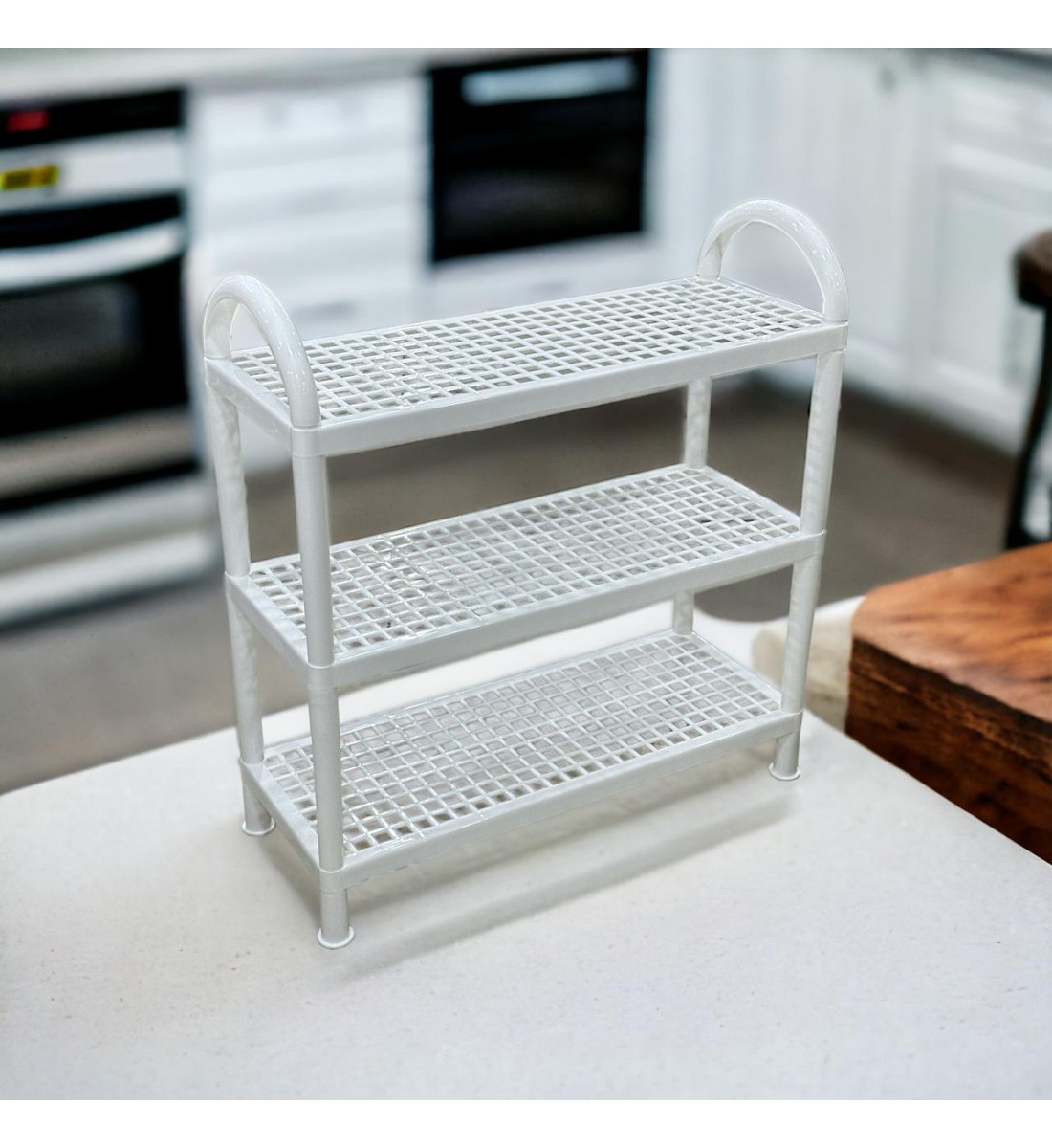 حامل أطباق بلاستيك3طبقات ابيض 55×21×60سم حامل أطباق بلاستيك3طبقات ابيض 55×21×60سم