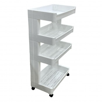 4 رفوف تخزين بعجلات - أبيض 45×26×81سم 