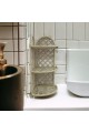 3 floors, beige plastic corner bathroom shelf, 63 x 28 x 35 cm