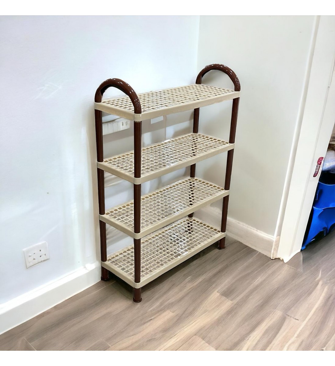 حامل أطباق بلاستيك4طبقات بيج 55×21×81سم حامل أطباق بلاستيك4طبقات بيج 55×21×81سم