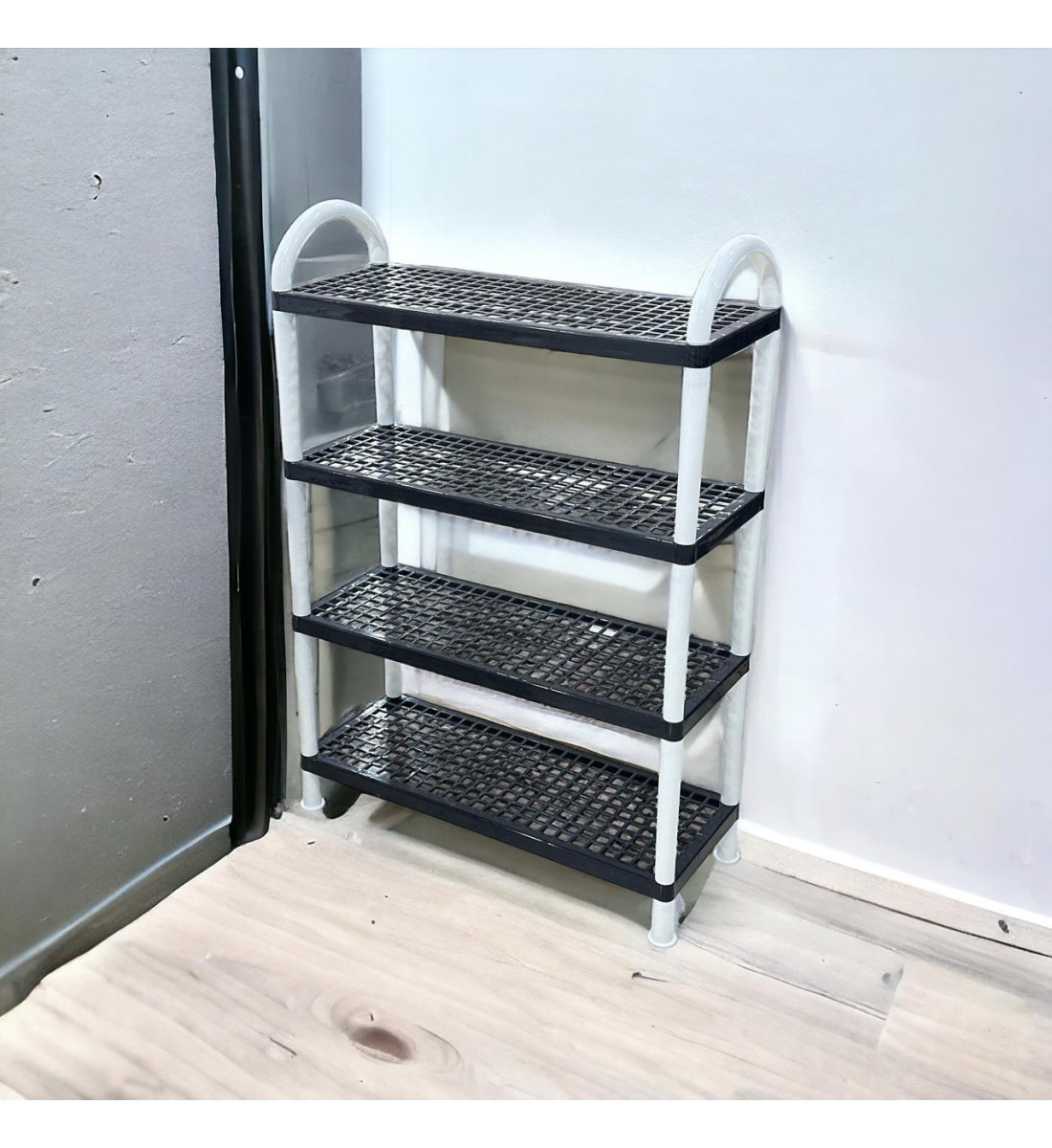 حامل أطباق بلاستيك4طبقات اسود 55×21×81سم 