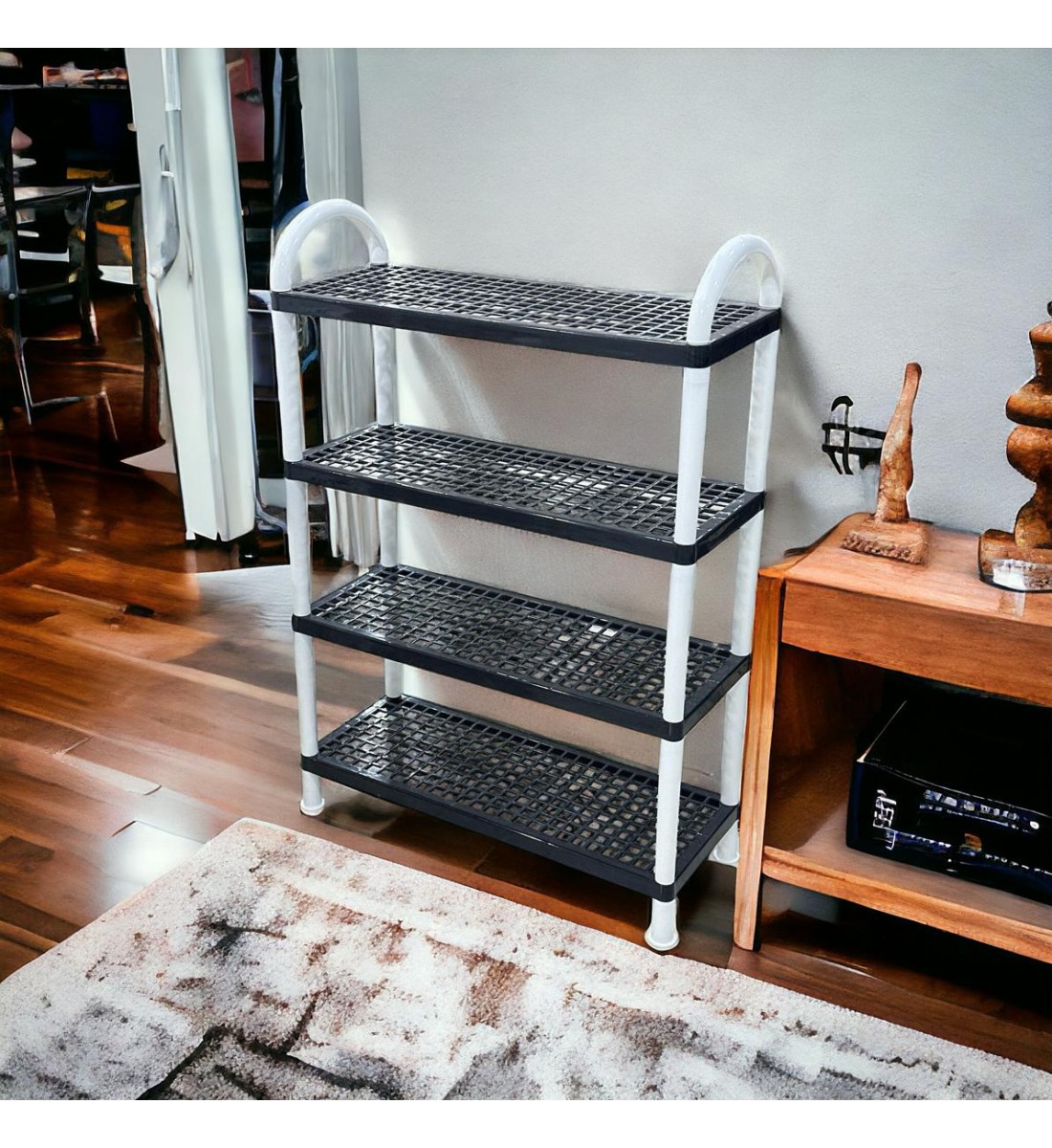 حامل أطباق بلاستيك4طبقات اسود 55×21×81سم 