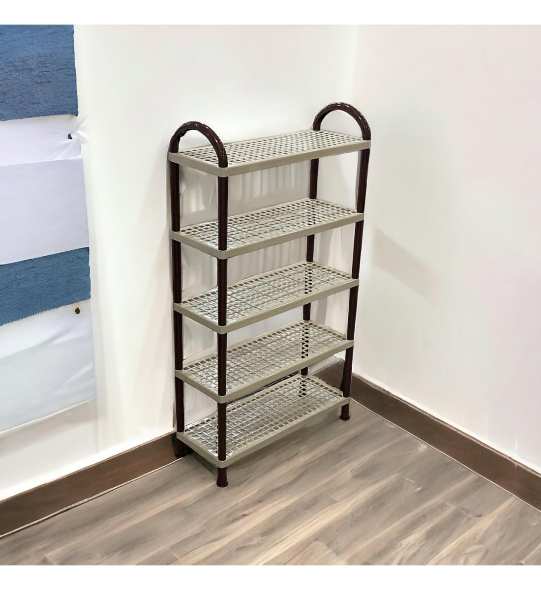 4-layer plastic dish rack, beige, 55 x 21 x 100 cm
