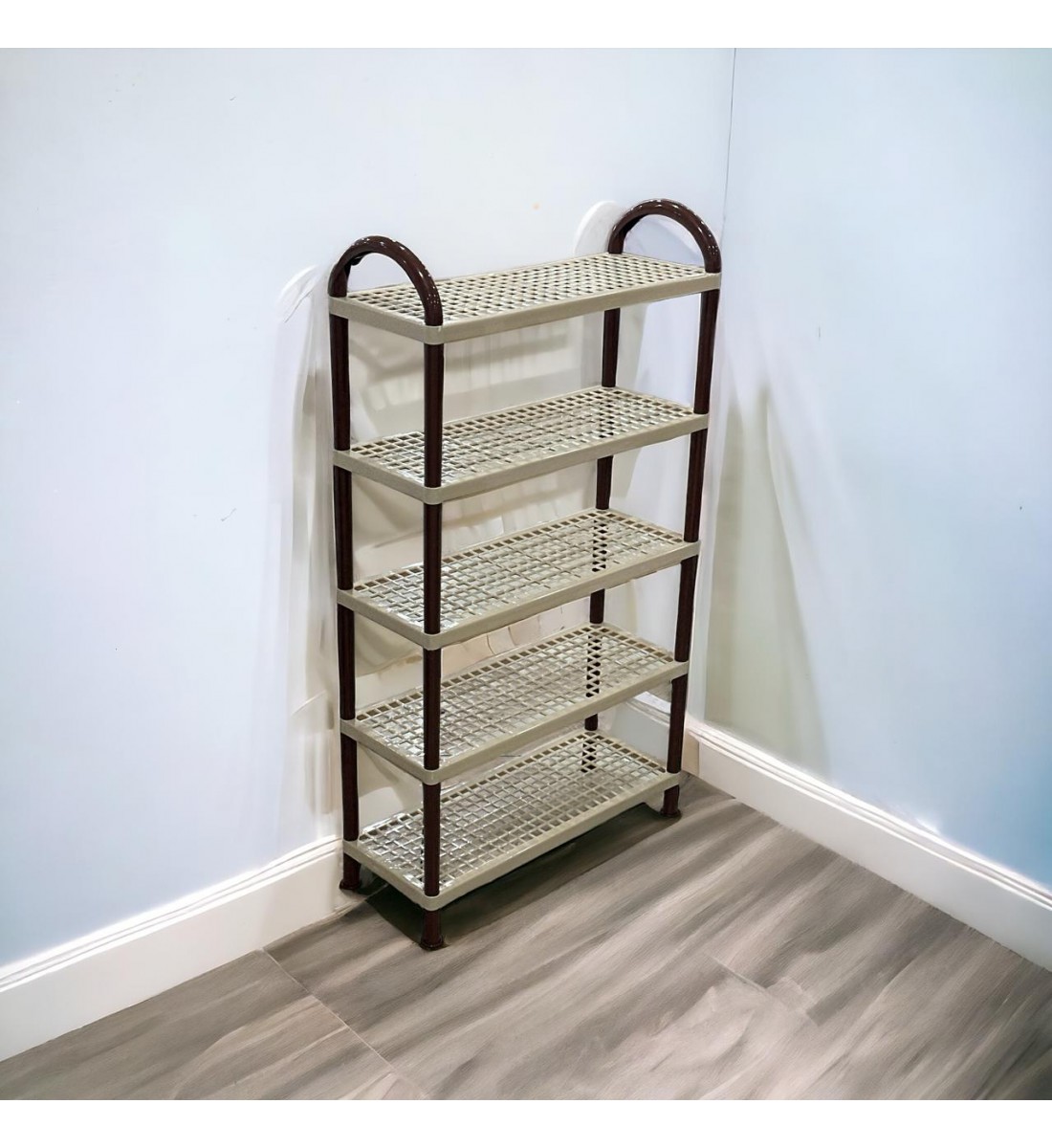 4-layer plastic dish rack, beige, 55 x 21 x 100 cm