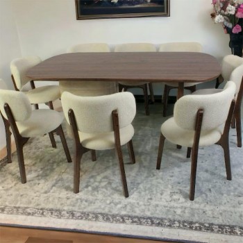 طاولة طعام خشب 8كراسي خشب قماش بوكليه