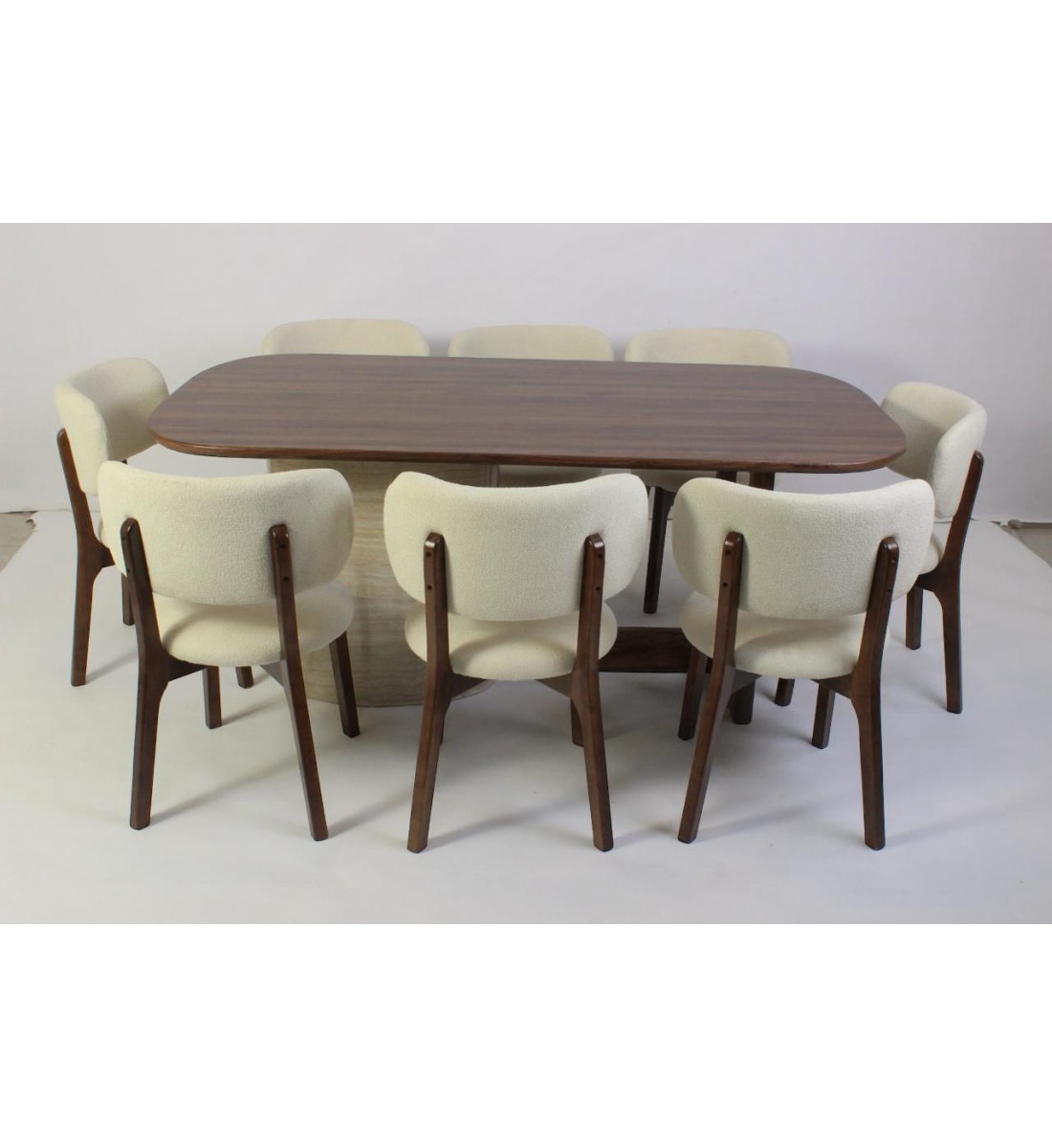 طاولة طعام خشب 8كراسي خشب قماش بوكليه