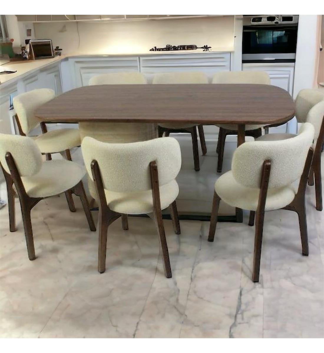 طاولة طعام خشب 8كراسي خشب قماش بوكليه