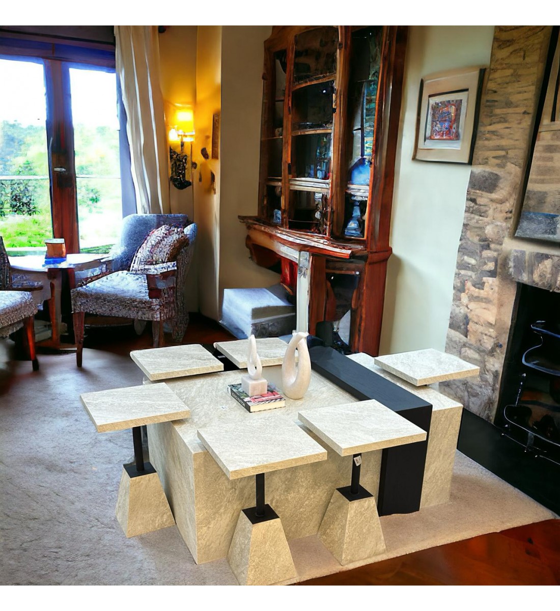 طقم طاولات بديل الرخام 1+6سم طقم طاولات بديل الرخام 1+6سم