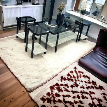 طقم طاولات بديل الرخام سطح زجاج 1+4سم