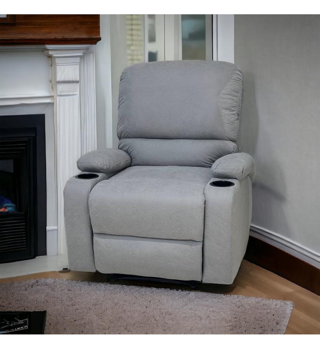 كرسي استرخاء ثابت مع حامل أكواب رصاصي 76×52×48سم
