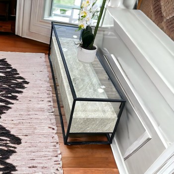 طاولة بلازما دورين بديل الرخام  سطح زجاج 160×40×45سم 