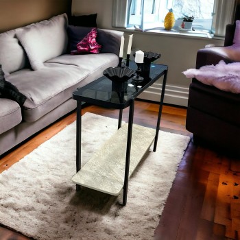  طاولة مدخل حديد بديل الرخام سطح زجاج 120×40×90سم 