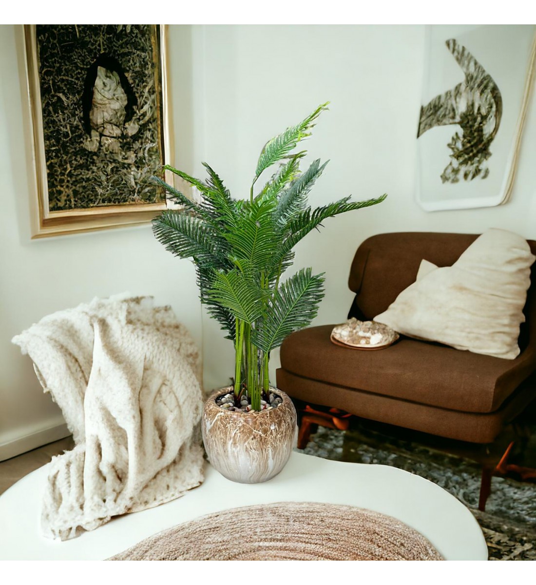 شجرة تزين نخل الاريكا مركن سيراميك بني ملون ارتفاع 2سم شجرة تزين نخل الاريكا مركن سيراميك بني ملون ارتفاع 2سم