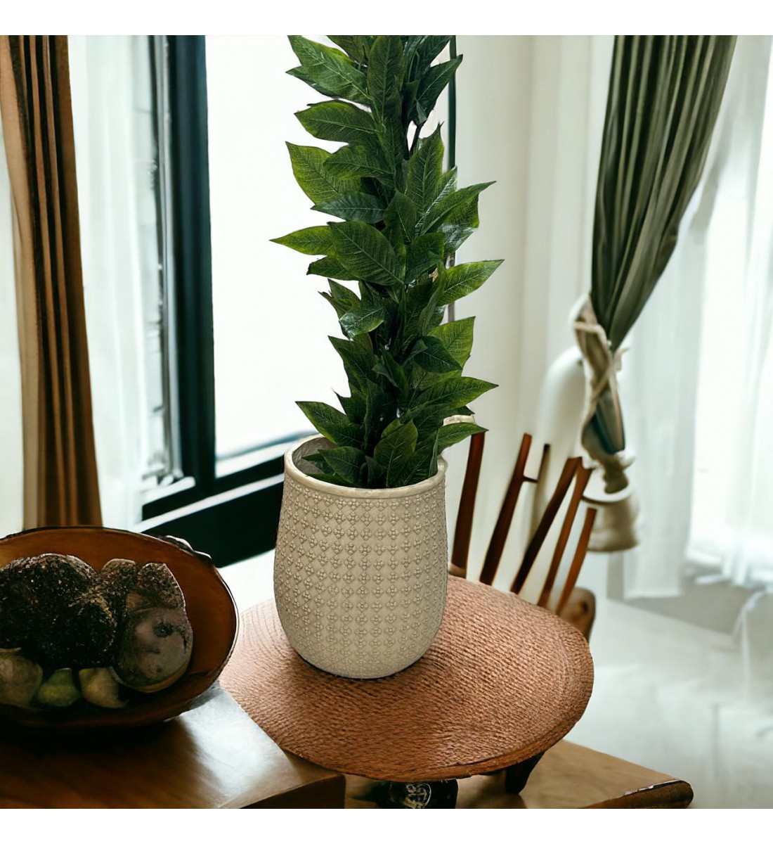      مركن فخار حجم كبير بيج 37×37×49سم 