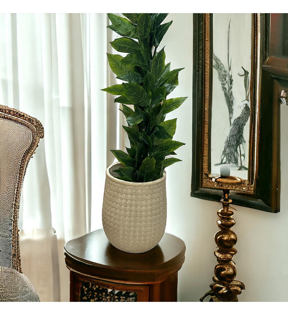      مركن فخار حجم كبير بيج 37×37×49سم 